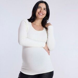 NWT Motherhood Maternity winter white square neck long sleeve tee size XXL